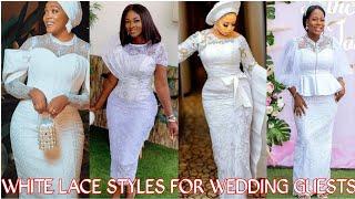 EXCLUSIVE WEDDING GUEST STYLES/2023 TRENDING WHITE LACE STYLES FOR LADIES#trending#lace#gown#fashion