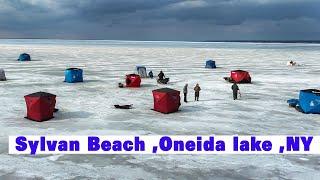 Sylvan Beach has become an ice fishing spot _ Oneida Lake ,NY_ Ice fishing season _02-01-23