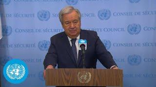 UN Chief on Israel/Palestine Crisis - Media Stakeout | United Nations