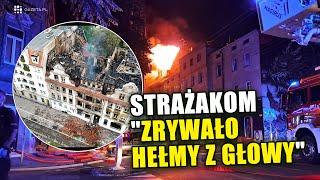 Pożar i wybuchy w Poznaniu. Strażakom "zrywało hełmy z głowy"