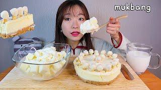 MUKBANG 치즈케이크와 필라델피아 큐브를 그릭요거트에 듬뿍 디저트 먹방 PHILADELPHIA CHEESE CAKE WITH YOGURT Dessert asmr チーズケーキ