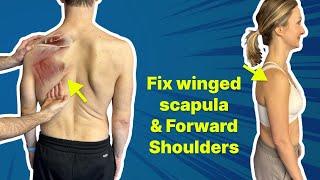 The #1 Exercise to Fix Winged Scapula & Forward Shoulder - GET OUT of PAIN!
