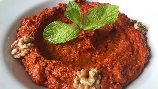 Muhammara: Roasted Red Pepper & Walnut Dip/Spread | A Syrian Vegan Dish