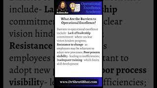 What Are the Barriers to Operational Excellence? | Barriers to operational excellence.
