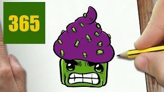 COME DISEGNARE CUPCAKE HULK kawaii passo dopo passo - Disegni kawaii facile