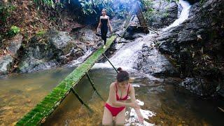 3days of survival alone in the tropical forest - fishing, cooking - bathing in streams - ASMR