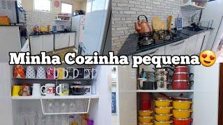 TOUR PELA MINHA COZINHA PEQUENA - COMO DEIXO ELA ORGANIZADA E CHARMOSA