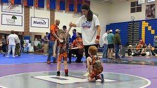 Dallas Quinn 1st win of the day Lafayette youth wrestling at Big bear beginner tournament