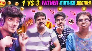  Family Challenged me 1 vs 3 Mother ️ Father  Brother Gone Wrong  Telugu | Dhanush FF Gamer |