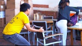 Ultimate Chair Pulling Pranks Compilation Funny Public Pranks RebelTV 2021-PART 4 