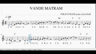 Vande Matram || Piano Tutorial || Staff Notation with chords ||