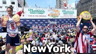HD[4K] 2024 𝐍𝐚𝐭𝐡𝐚𝐧'𝐬 𝐇𝐨𝐭 𝐃𝐨𝐠 𝐄𝐚𝐭𝐢𝐧𝐠 𝐂𝐨𝐧𝐭𝐞𝐬𝐭 | Coney Island Brooklyn NewYork 