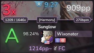 9.3⭐ Wixonater | Yamajet feat. Hiura Masako - Sunglow [Harmony] +DTHR 98.24% (909pp 3) - osu!