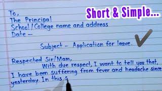 Leave application for school and college Students || Sick leave application || Application for leave