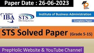 IBA Paper Today||IBA STS Solved Paper 26-06-2023||Intermediate Category Grade 5 to 15 Solved Paper