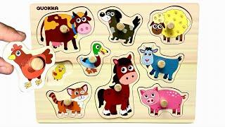 Let's Learn About Farm Animals with Activity Puzzle | Best Preschool Toddler Fun Toy Learning Video