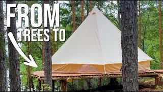 Finishing A Log Deck With No Experience And Setting Up A 5M Glamping Tent | Off Grid Island Ep.6