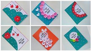 6 DIY-Happy New Year Greetings Card 2025/Handmade New Year Card/New Year 2025 Card Making Easy