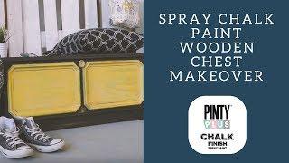 Spray chalk paint wooden chest makeover and distressing