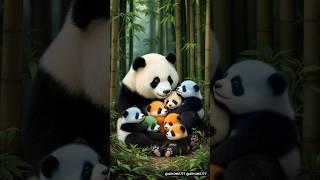 Cute panda family