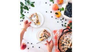 Blueberry Peach Cornmeal Skillet Cake by Baking The Goods