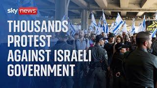 Mass protest at Israeli airport against the government's planned judicial reform