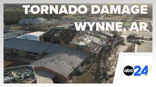 DRONE VIDEO: Tornado damage in Wynne, Arkansas