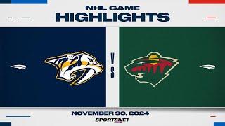 NHL Highlights | Predators vs. Wild - November 30, 2024