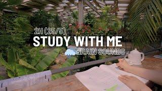 2hour STUDY WITH ME | Rain sounds | Botanic Garden Cafe | Final Exam D-7