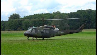 [Hubschrauber Legende] Bell UH-1D D-HWAZ auf dem Flugplatz Zellhausen mit Flugshow