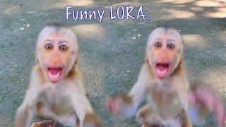 New clip video of cutest, funny baby monkey LORA | Happy baby show face fun