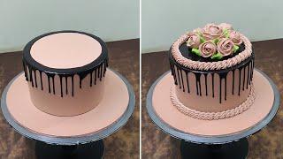 Simple Chocolate Flawars Cake Design | Brown Chocolate Cake Design | Chocolate Cake Recipe