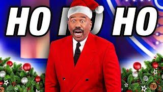 Family Feud Christmas yule log ROASTS Steve Harvey!