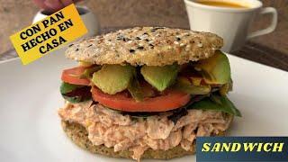 DESAYUNO O CENA IDEAL CON PAN EN SARTEN SÁNDWICH DE ENSALADA bajo en carbohidratos #desayuno #pan