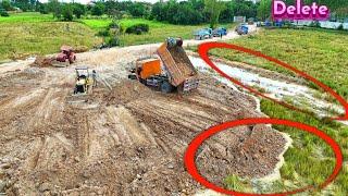 Amazingly! Tractors Delete In Rice Field Building The New School For Children...!