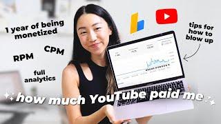 How much I made on YouTube after 1 year of being monetized  analytics review & youtube growth tips