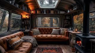 Cozy Caravan in the Rain Forest - The sound of rain and fire for relaxation