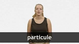 How to pronounce PARTICULE in French