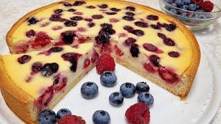 ЯГОДНЫЙ ПИРОГ со сметанной заливкой/Berry pie with sour cream filling