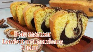 Resep & cara membuat bolu marmer jadul 3 telur lembut dan mengembang