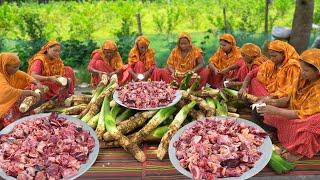 TARO BEEF RECIPE - Taro & Beef Mix Mashed Curry Cooking - Bengali Food for Villagers