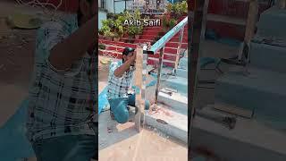 Square Pipe Staircase Stainless Steel Railing || Steel railing fitting fitting chakor Pipe #youtube