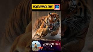 A Tiger Attacks a Deer in the River #tiger #deer #jesus #shorts