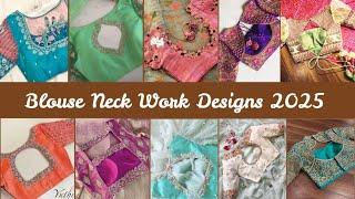 Blouse neck work designs images | Stitched blouse work designs at home #blouseneckdesigns