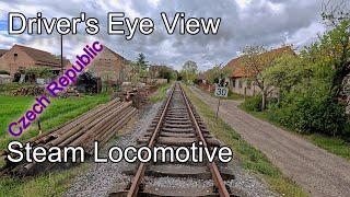 Steam Locomotive Driver's Eye View -  Lužná u Rakovníka to Kolešovice via Krupá (Czech Republic)  4K