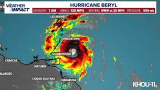 Tropical update: Beryl strengthens back to Cat 4 storm in Atlantic