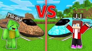JJ's RICH DIAMOND Train vs Mikey's POOR DIRT Train Battle - Maizen Parody Video in Minecraft