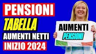  PENSIONI TABELLA AUMENTI NETTI INIZIO 2024! ECCO LE CIFRE CON GLI AUMENTI MENSILI 