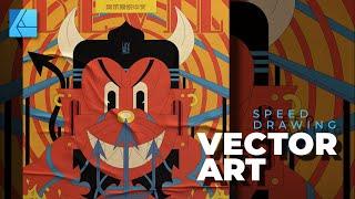 Illustrating a Geometric Devil Poster in Affinity Designer | Speed Drawing Process | jey wee