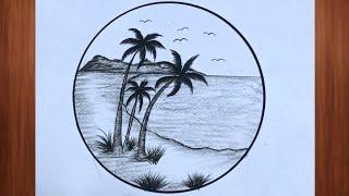 How to very easy draw beautiful pencil scenery sketch for beginners||Beautiful scenery drawing